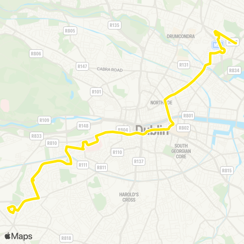 Dublin Bus Marino - Walinstown (Kilnamanagh Rd) map
