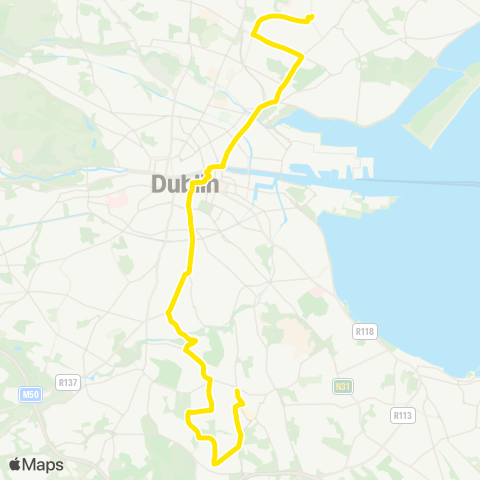 Dublin Bus Dundrum Luas Sta - Ardlea Rd (Beaumont) map