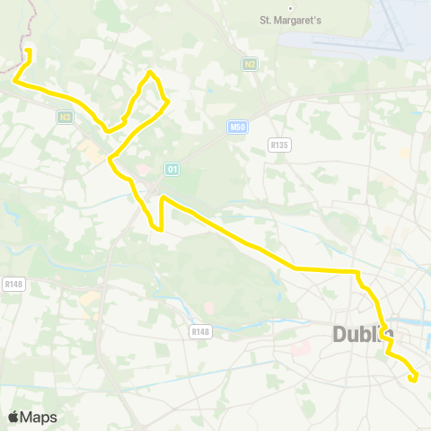 Dublin Bus Damastown - Burlington Road map