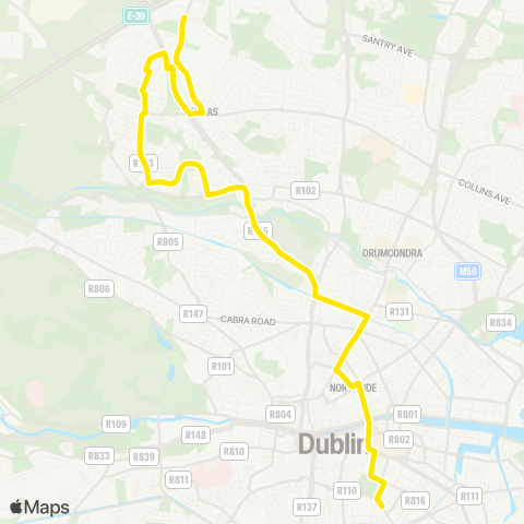 Dublin Bus Charlestown Shopping Ctr - Earlsfort Ter map
