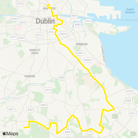 Dublin Bus Whitechurch - Parnell Square map