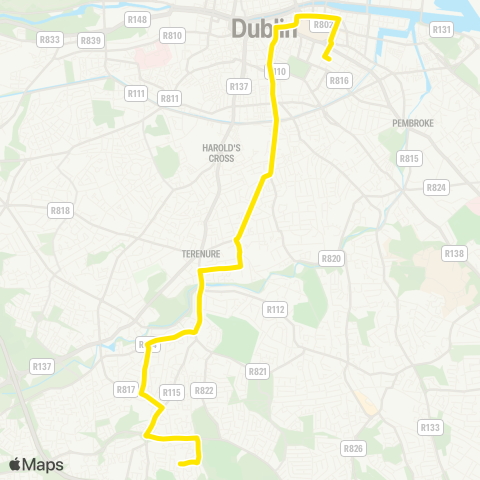 Dublin Bus Merrion Square - Whitechurch map