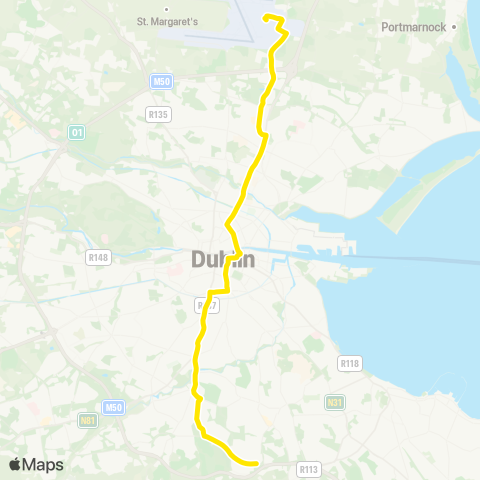 Dublin Bus Airport - Beaumont Village - Ballinteer not map
