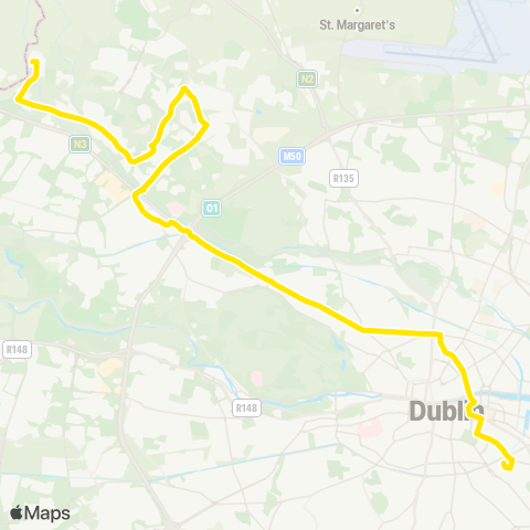 Dublin Bus Damastown via Navan Rd - Burlington Rd map