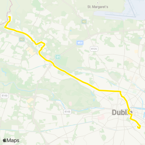 Dublin Bus Damastown via Ballycoolin Ind Est - Burlington Rd map