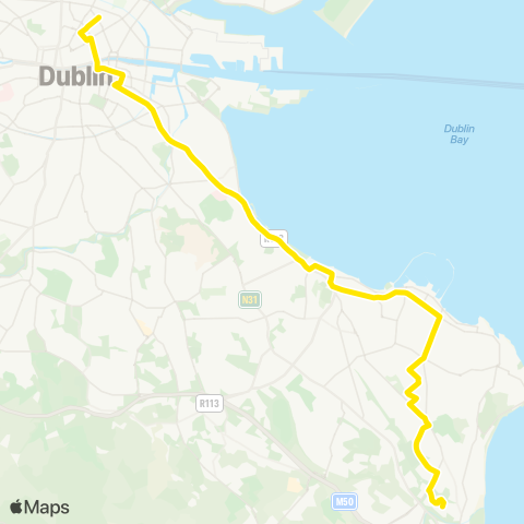 Dublin Bus Loughlinstown - Mountjoy Sq map
