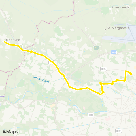 Dublin Bus Dunboyne - DCU map