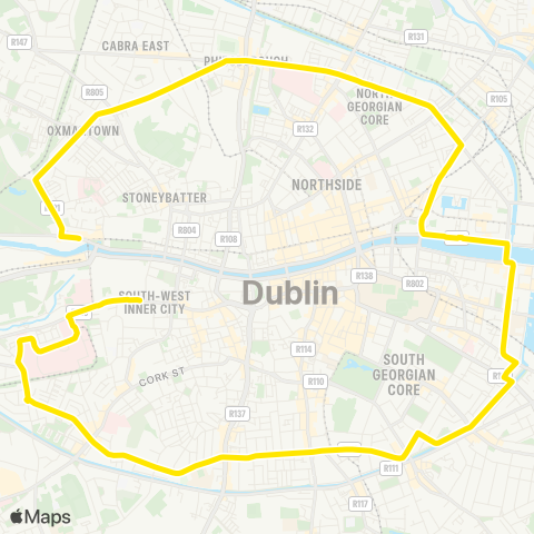 Dublin Bus Watling Street - Heuston Station map