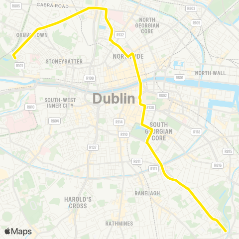 Dublin Bus Phoenix Park - Donnybrook map