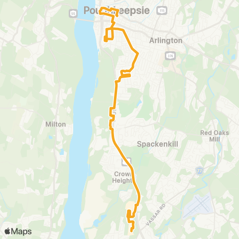 Dutchess County Public Transit Poughkeepsie Southside Northbound map