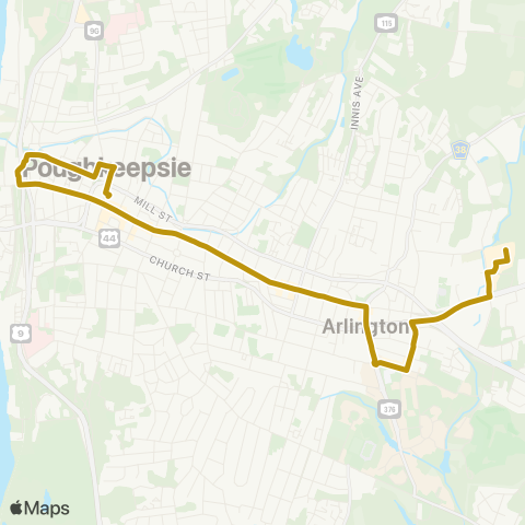 Dutchess County Public Transit Poughkeepsie Main St Eastbound map