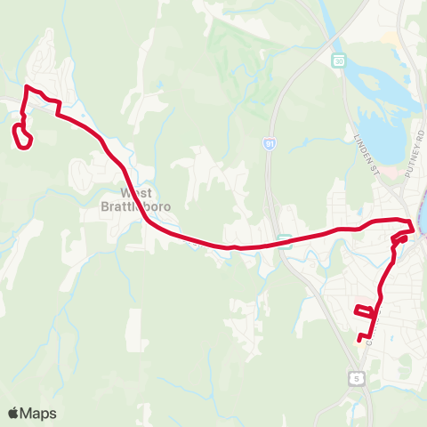 Rockingham MOOver! Brattleboro Red Line map