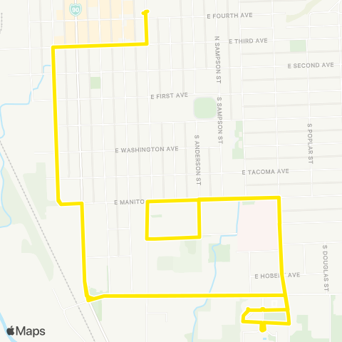 Ellensburg Central Transit S to Chestnut & Seattle (KVH) / N to Beech & Elmview map