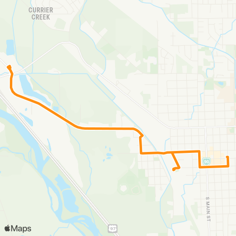 Ellensburg Central Transit To I-90 Interchange E / W via Dolarway map