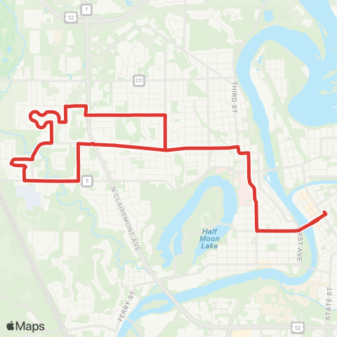 Eau Claire Transit Express 1 map