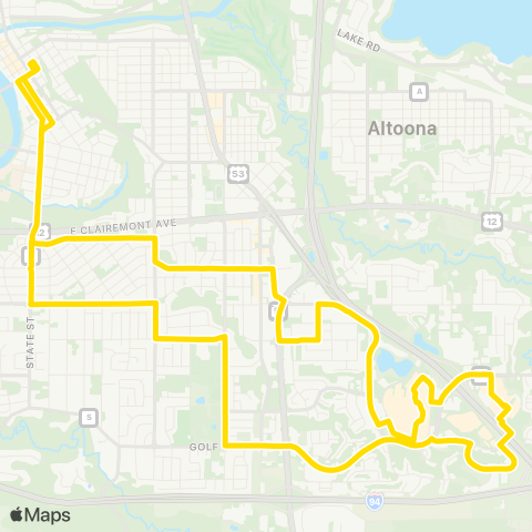 Eau Claire Transit Putnam Heights and Mall map