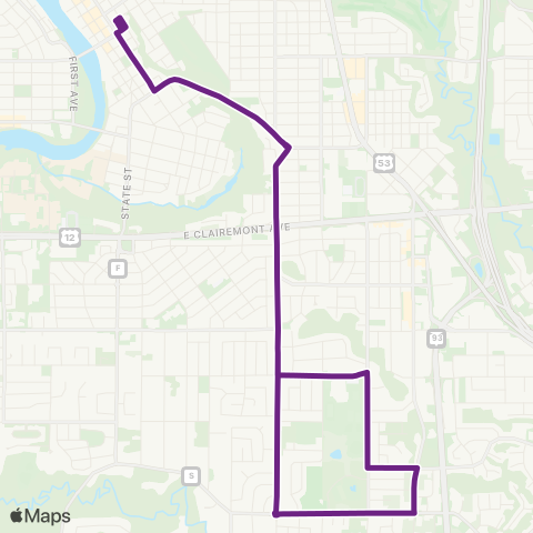 Eau Claire Transit Rudolph Road map