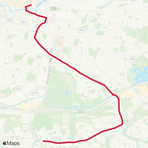 Bus Éireann Grange - Douglas - South Mall map