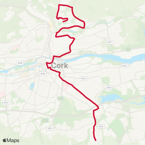 Bus Éireann Donnybrook - City Ctr - City Ctr - Glenheights map