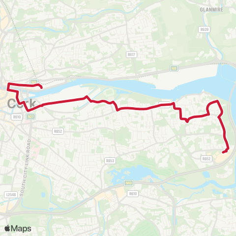 Bus Éireann Kent Station - Blackrock - Mahon Point map