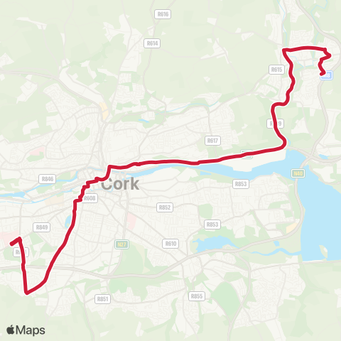 Bus Éireann Glanmire - City Centre - CUH map