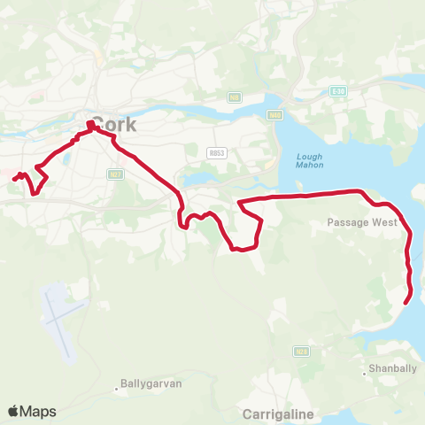 Bus Éireann Mount Oval - City - Glasheen - CUH map