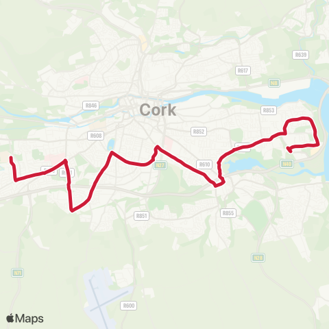 Bus Éireann Mahon - Douglas - CUH / CIT (South Orb) map