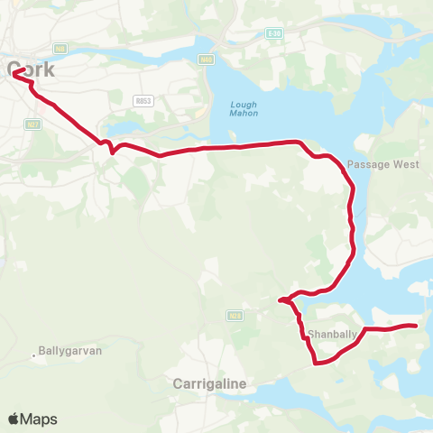 Bus Éireann Cork - Ringaskiddy - Haulbowline map