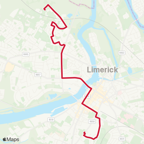 Bus Éireann Brookfield - City Centre - Ballynanty map