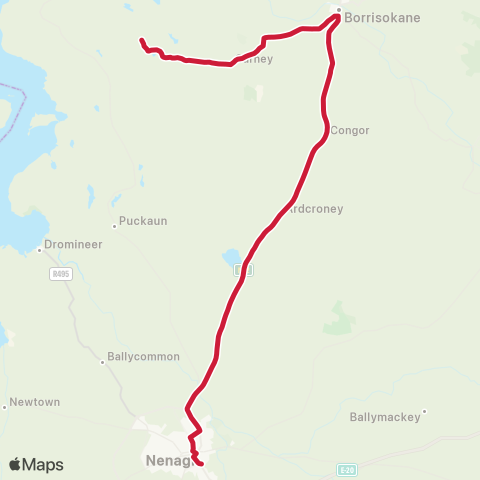 Bus Éireann Nenagh - Borrisokane - Kilbarron map