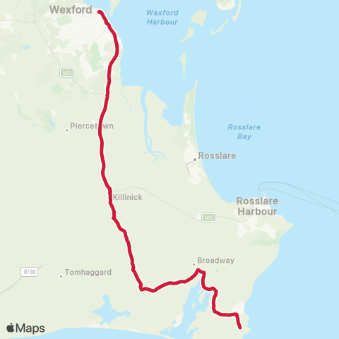 Bus Éireann Wexford - Churchtown map