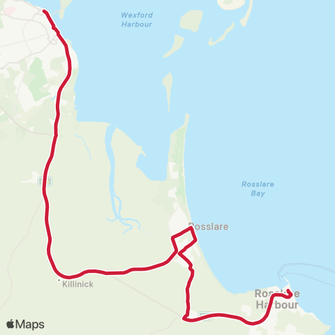 Bus Éireann Wexford - Rosslare Europort map