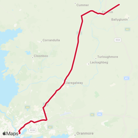 Bus Éireann Galway - Corofin Cross - Tuam map