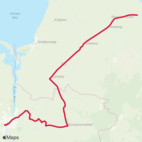 Bus Éireann Ballina - Dromore West map