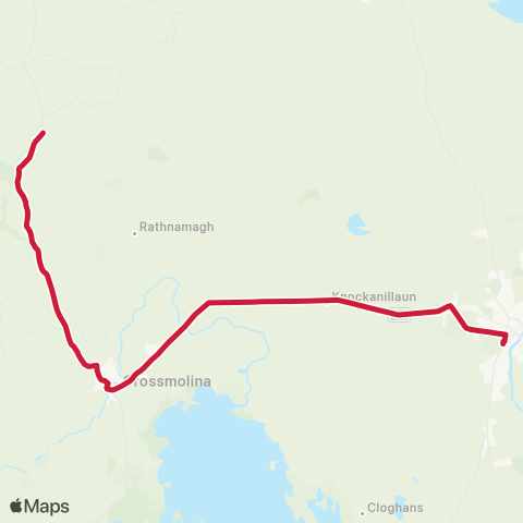 Bus Éireann Ballina - Moygownagh - Crossmolina map