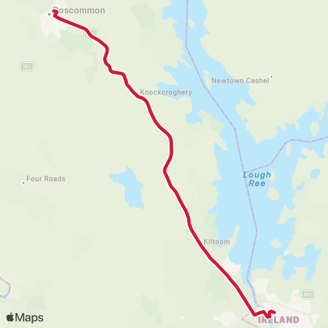 Bus Éireann Sligo - Roscommon - Athlone map