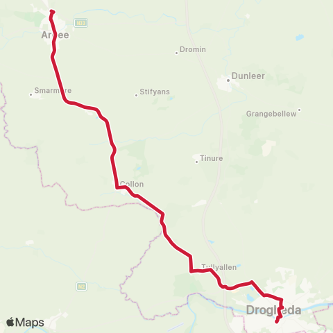 Bus Éireann Drogheda - Hospital - Ardee map