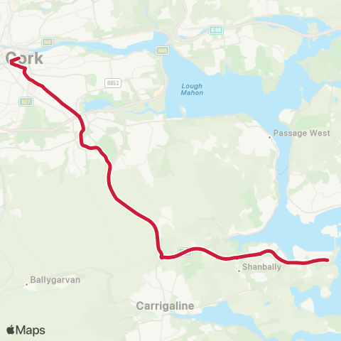 Bus Éireann South Mall - Haulbowline map