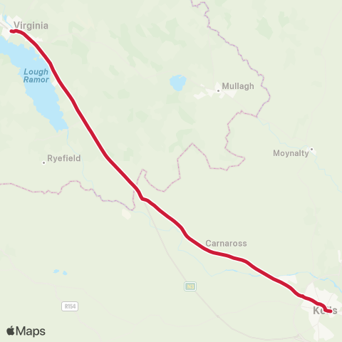 Bus Éireann Kells - Virginia map