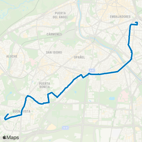 EMT Atocha - Carabanchel Alto map