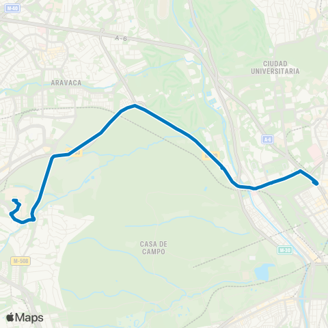 EMT Moncloa - Campus Somosaguas map