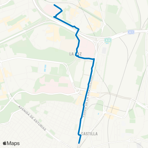 EMT Plaza de Castilla - Hospital Ramon y Cajal map