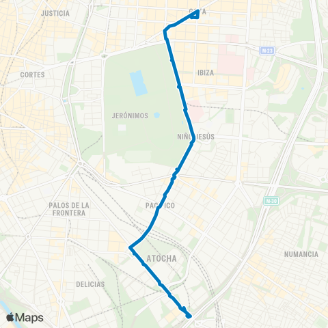 EMT Avenida de Felipe II - Mendez Alvaro map