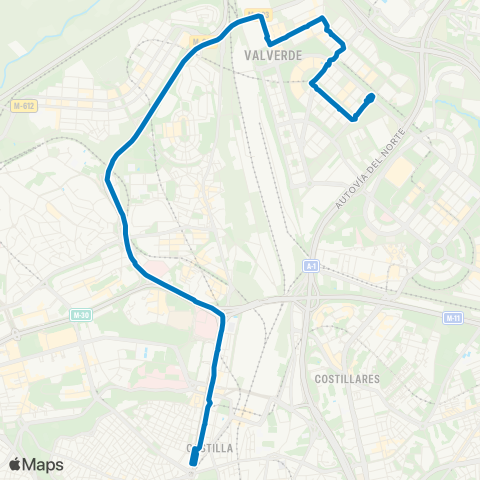 EMT Plaza de Castilla - las Tablas Norte map