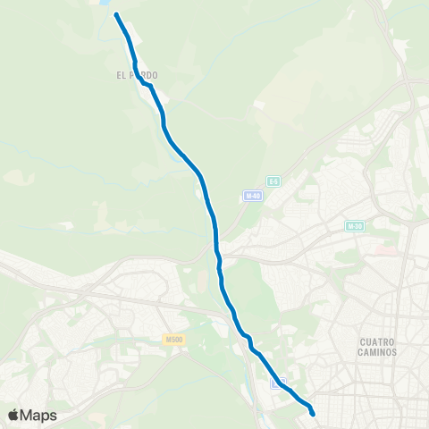 EMT Moncloa - el Pardo map