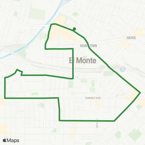 El Monte Transit Green Route map