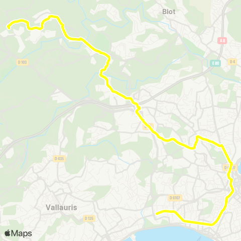 Envibus Antibes-les-Pins - Pôle d'Échanges d'Antibes - Olympie - GR Valbonne Sophia Antipolis map