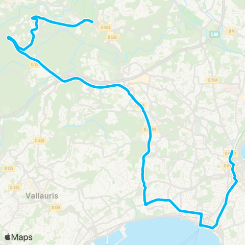 Envibus St-Philippe - Olympie - Antibes-les-Pins - Pôle d'Échanges Antibes map