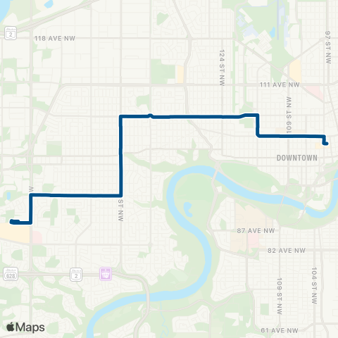 ETS West Edmonton Mall - Downtown map