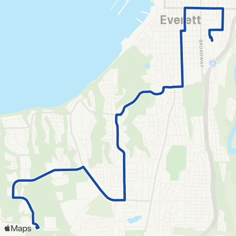 Everett Transit S to Seaway TC - N to Everett Station map